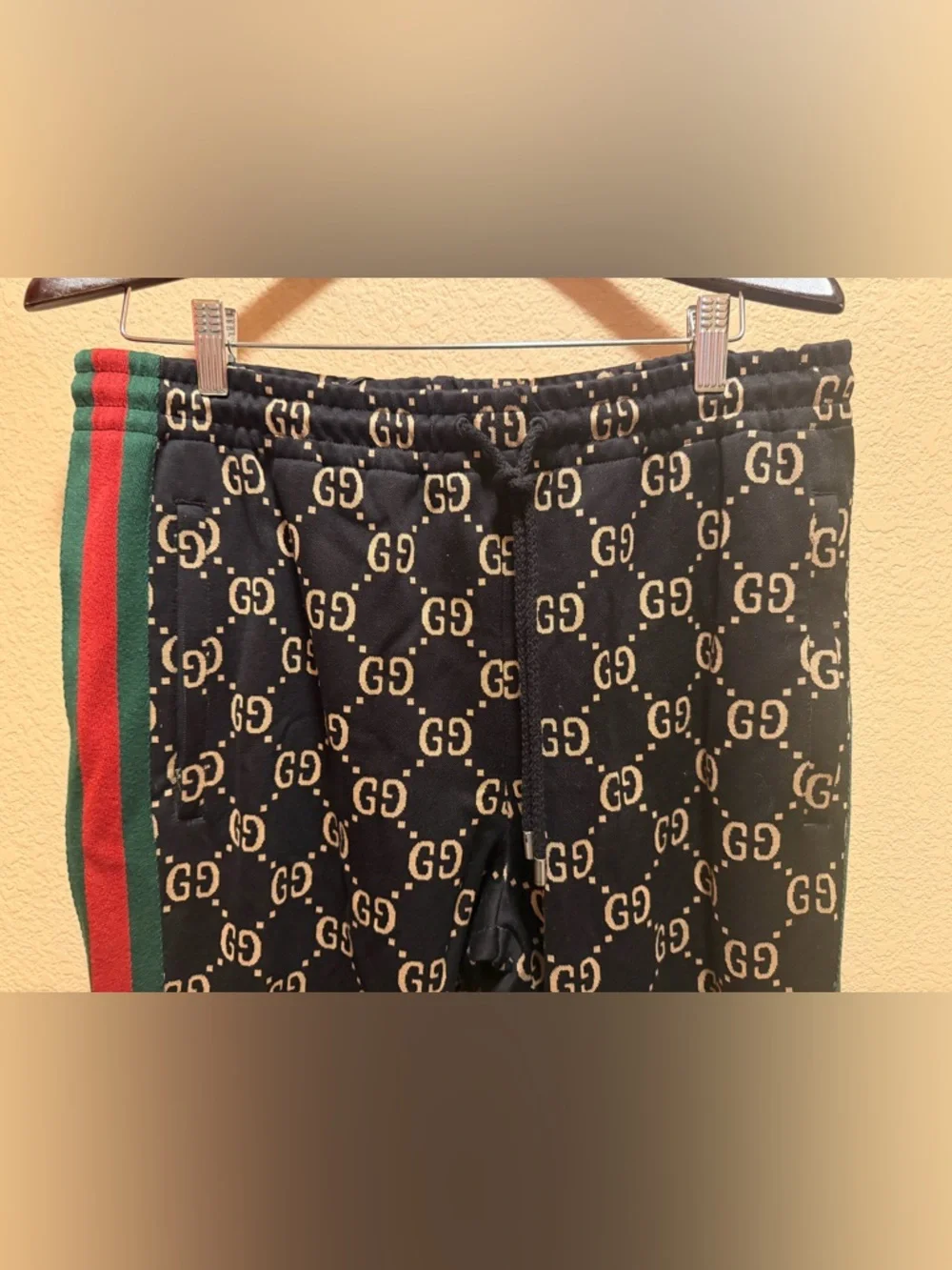 New Authentic Gucci GG Supreme Logo Sweatpants Black Size XXL Waist 36 - 42